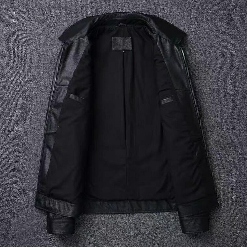 Jachetă din piele naturală pentru bărbați, mărime chinezească, vintage, roșu-maro, din piele naturală de vacă, scurtă, subțire, cu guler răsturnat, jachetă din piele pentru bărbați, primăvară toamnă