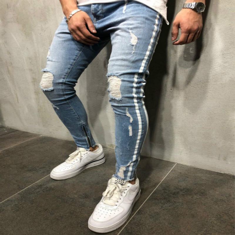 Nuevo hombre Rasgado Slim Fit Estilo Vintage con Agujeros Rotos Estampados  Pantalones Punk Skinny Jeans comprar a buen precio — entrega gratuita,  reseñas reales con fotos — Joom