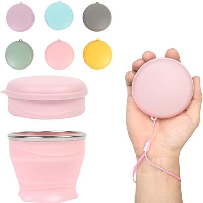 180ml faltbarer Wasserbecher, faltbarer Reisebecher aus Silikon - faltbarer Campingbecher aus Silikon mit Deckel - geeignet für Reisen, Camping,
