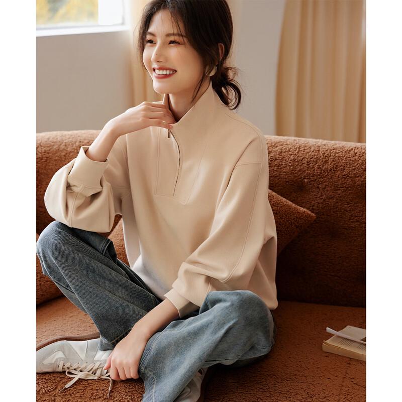 La Chapelle Loose Fit Half-Zip Pullover Sweatshirt