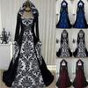 Women Vintage Retro Gothic Long Sleeve Hooded Dress Long Gown Dresses