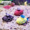 3-Pack Resin Aquarium Submarine Ornaments - Realistic Underwater Fish Tank Decor for Home & Office