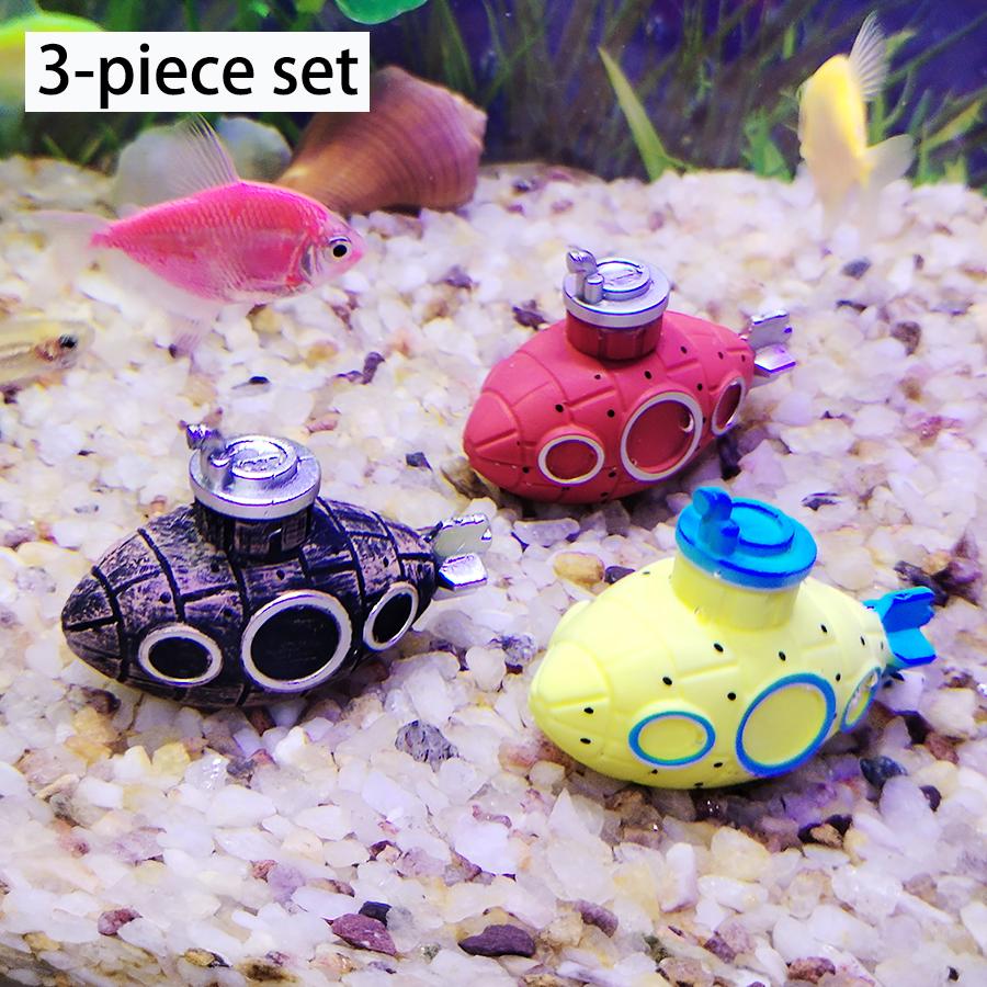 

Набор из 3 смоляных украшений для аквариума в виде подводных лодок - Реалистичный подводный декор для аквариума для дома и офиса 3-piece set