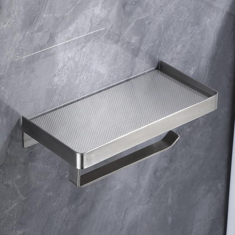 Bathroom Tissue Box, Toilet Paper Holder, No Drilling Required, 304 Stainless Steel Toilet Paper Roll Holder, Wall-Mounted Bathroom Storage Rack