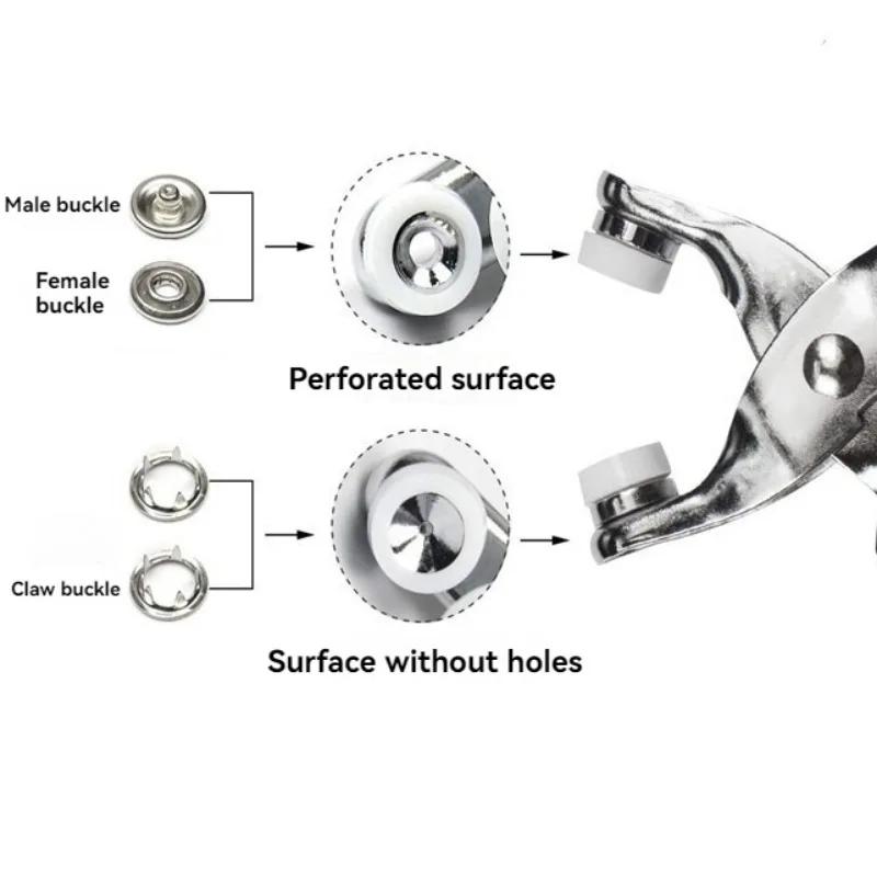 100 buc Metal Prong Snap buton Hollow Press Prong fixare știfturi cu clește set de scule kituri pentru haine îmbrăcăminte cusut genți pantofi