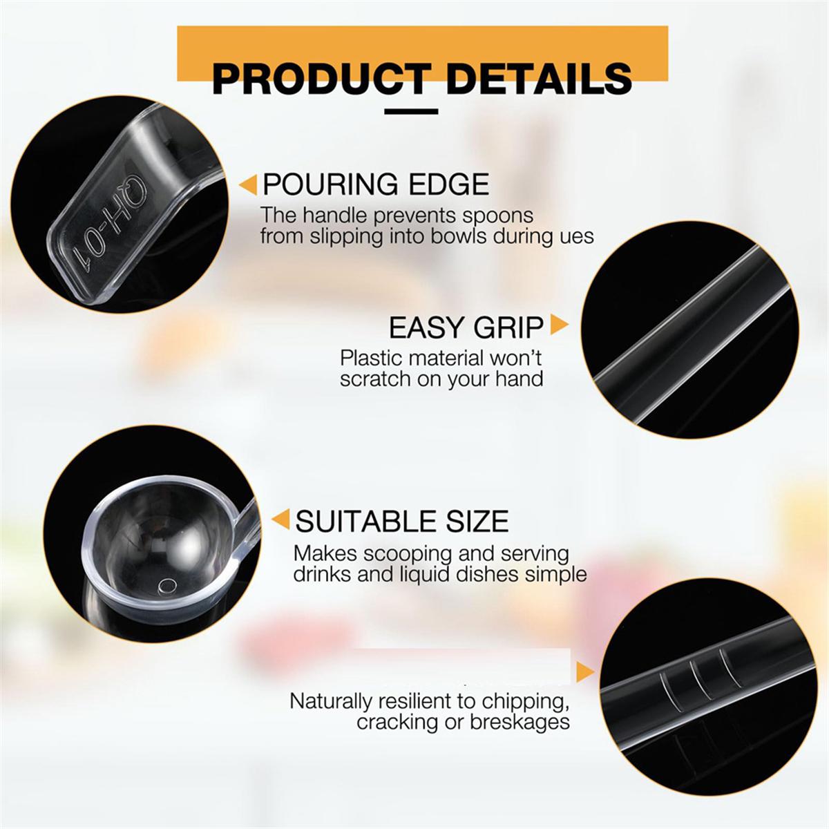 10 Pieces 7.8Inch 1Oz Clear Small Ladle Mini Ladle for Sauce Long Handle Plastic Punch Bowl Ladle Serving Spoons NONE
