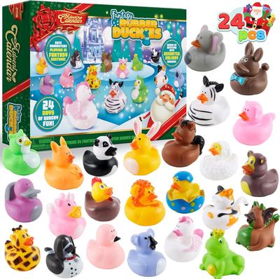 JOYFY 24 Days Christmas Advent Calendar Rubber Duck for Boys Girls Party Favor Xmas Gifts Xma Fun Ducks Christmas Countdown