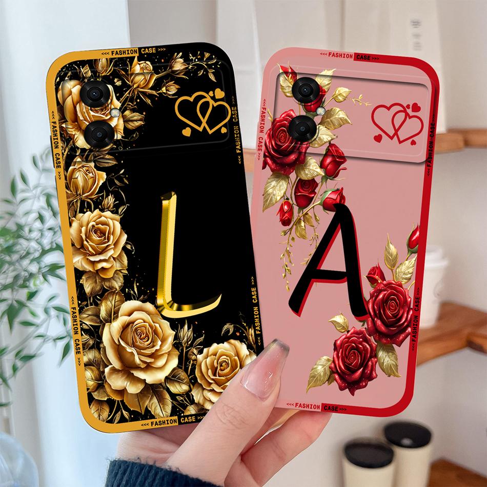 Case For Xiaomi Poco M4 M3 Pro Luxury Rose Letters Soft Smooth Liquid Silicone Housing For Poco M 4 M 3 Lightweight Phone Cover
