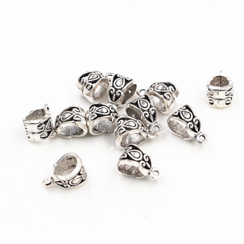 20pcs 13x8x8mm Beads Bails Pendants Jewelry Making DIY Necklace Silver Plated Gold Black Beads Bails Pendants Charm Beads Bails