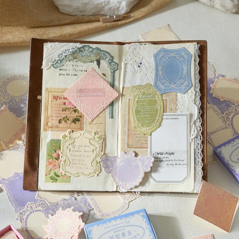 30-Piece Vintage Artistic Embossed Craft Paper Set, Elegant Floral/Geometric Relief Prints, High Compatibility for Paper Crafts