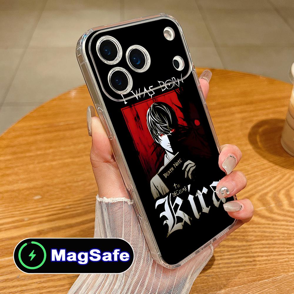 

Чехол для мобильного телефона Death Note Кира Лайт для iPhone 17 16 15 14 13 12 11 Air Pro Max Plus Mini Magsafe Прозрачный Цветной Чехол Чехол iPhone17