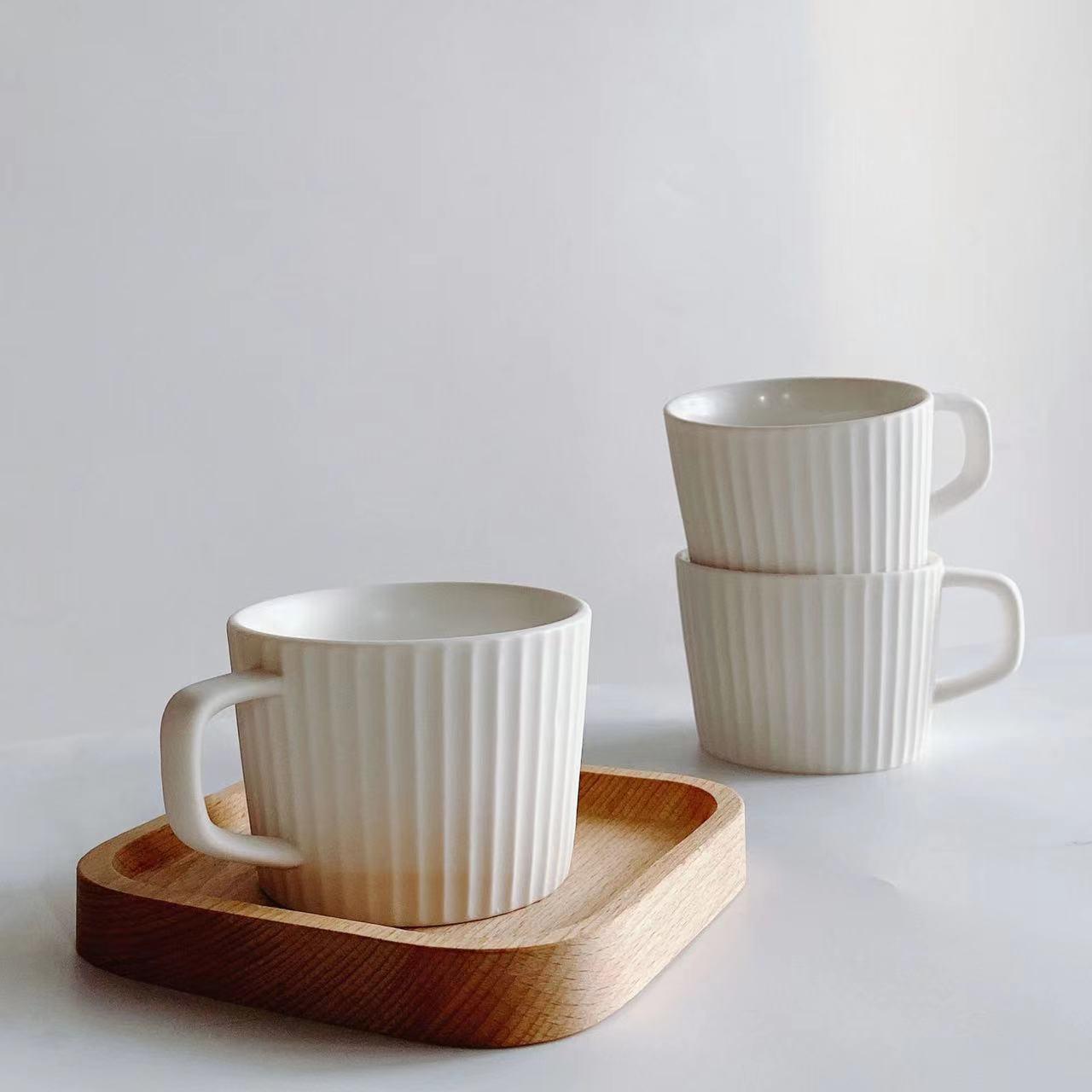 Nordic Ceramic Striped Latte Mug 250ml 101-200ml