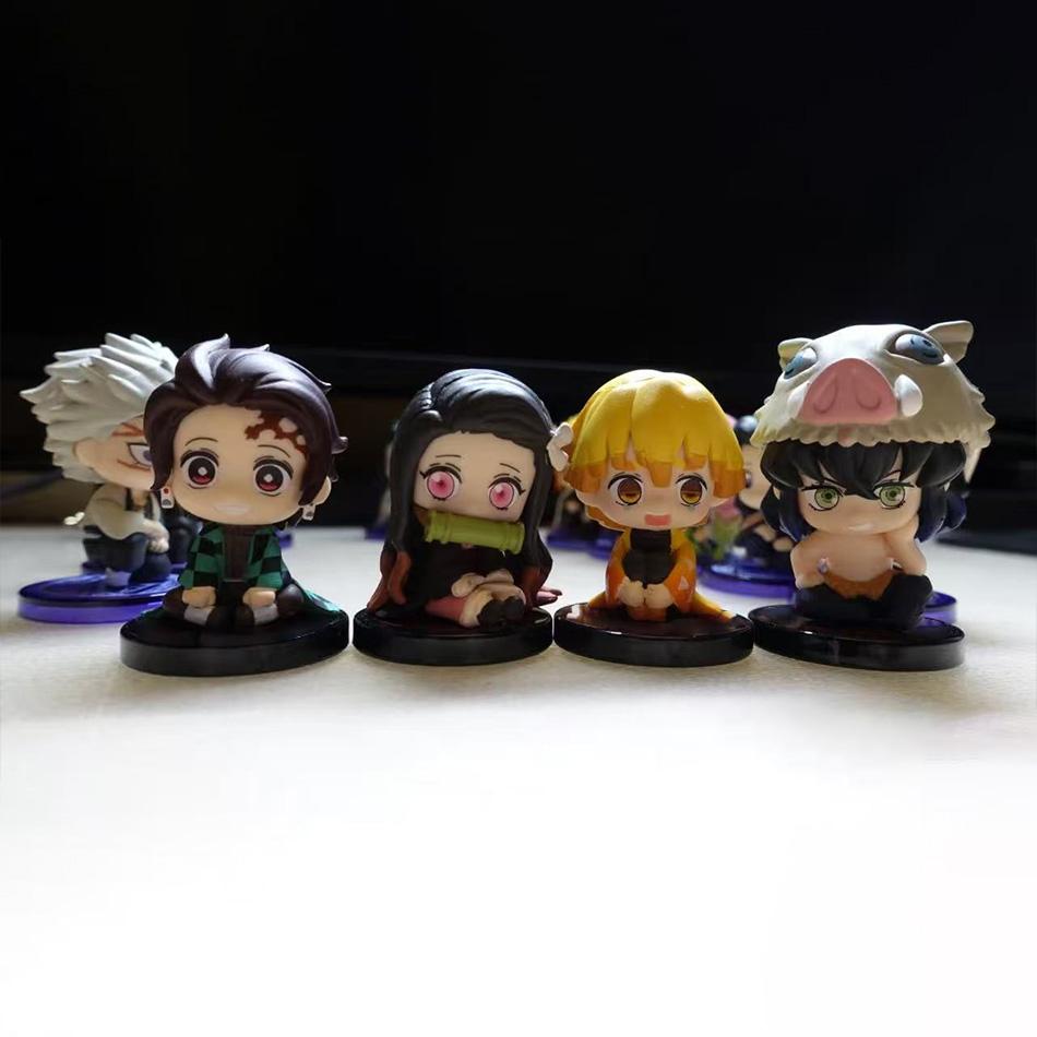 Demon Slayer Q Posket Mini Figurines  Kimetsu No Yaiba Pvc Dolls Set Of 5/10/12/15 For Desktop Decoration
