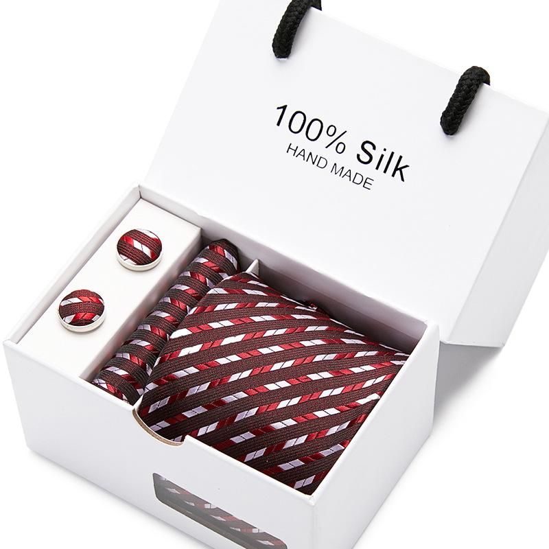 Men'S Tie Gift Box 5-Piece Set Tie Pocket Towel Scarf Cuff