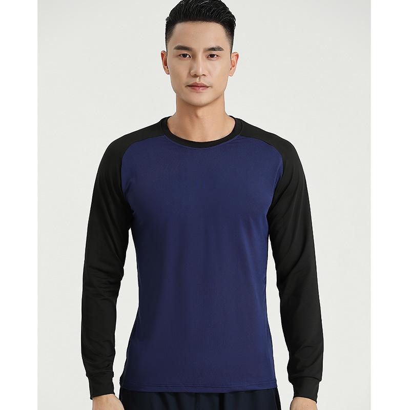 Men s Elastic Quick-Dry Long Sleeve Patchwork Running Shirt S