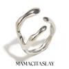 MamacitaSlay 18K Gold Plated Stainless Steel Irregular Line Open Ring Party Creative Waterproof Jewelry Women's Charm Gift