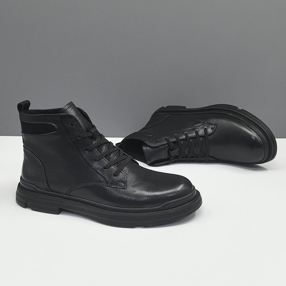 Autumn new Martin boots black casual leather boots leather British casual