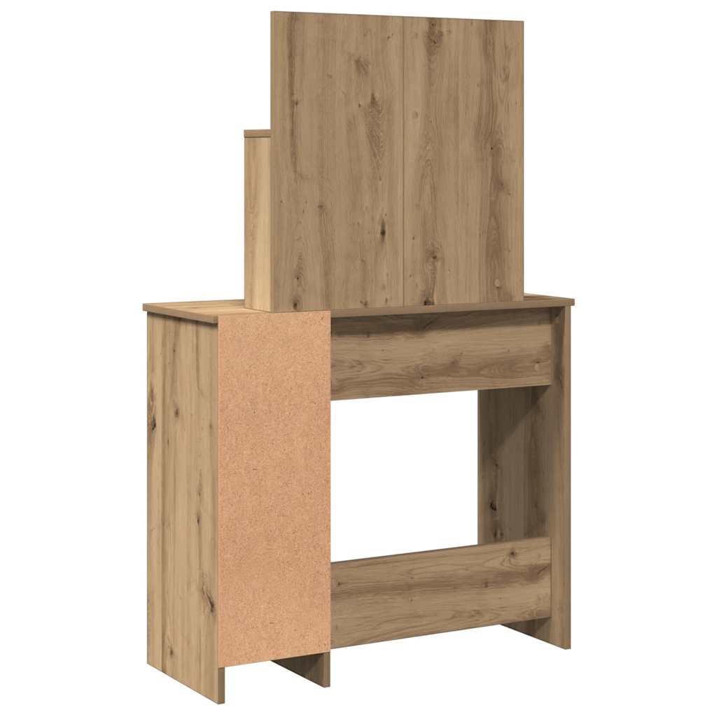 Makeup Vanity with LED Lights Artisan Oak Finish 86.5 X 35 X 136 Cm