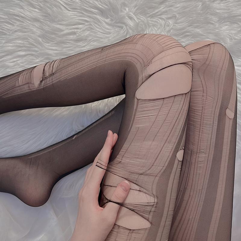 1 пара женских сексуальных кружевных чулок, женские полупрозрачные тонкие эластичные носки с произвольным разрывом one size