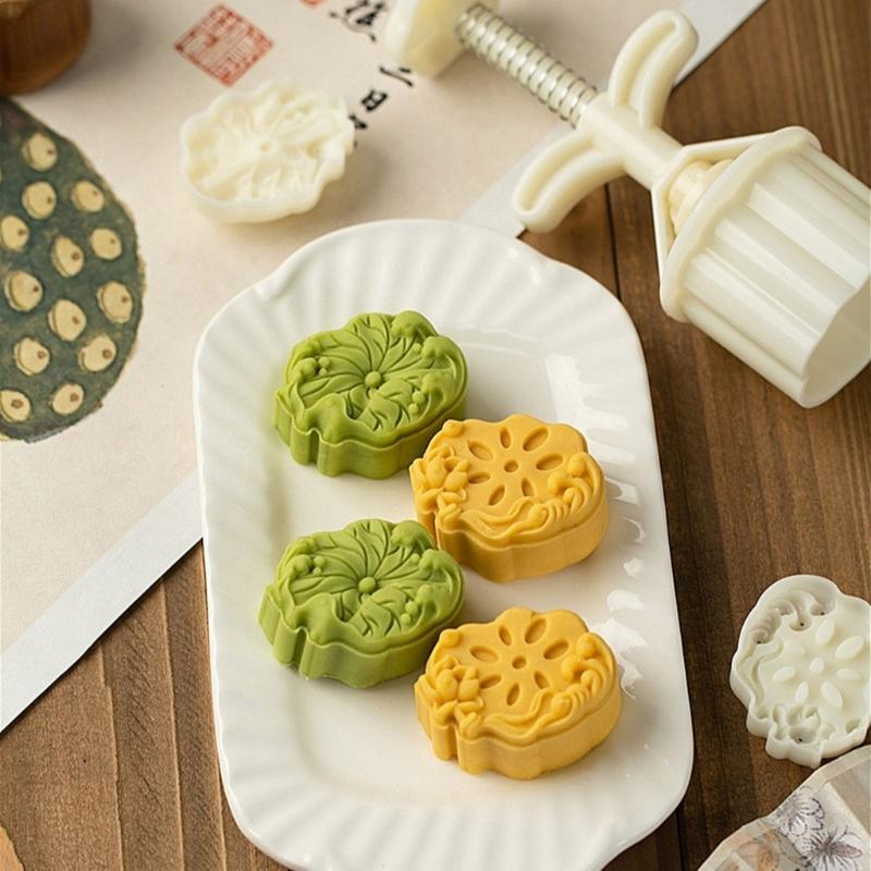Cake Molds Dessert Press Tool Lotuses Root/Leaf Shape 50g Pastry Tool ABS Texture Pastry Moulds Baking Supplies for Cake