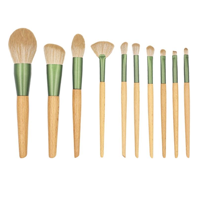 AEE4-10 Pieces Full Makeup Brushes Loose Powder Brush Foundation Brush Nose Shadow Brush Soft Fiber Hair