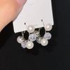 Zircon Pearl Hoop Earrings with Sparkling Diamond Design - Elegant, Luxurious Light Color Blocking Stud Accessories for Fashion Commute.
