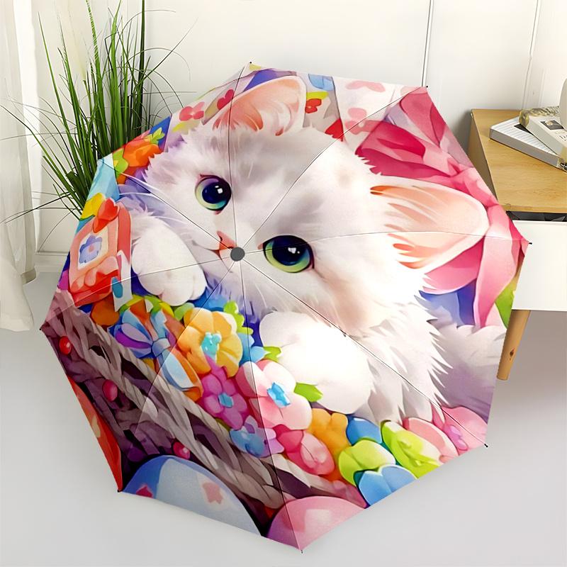 

1pc Floral Bowknot Automatic Folding Umbrella, Portable 3-Fold Design with Iron Frame, Perfect for Festivals, Travel, Daily Use, and Gifts.C071