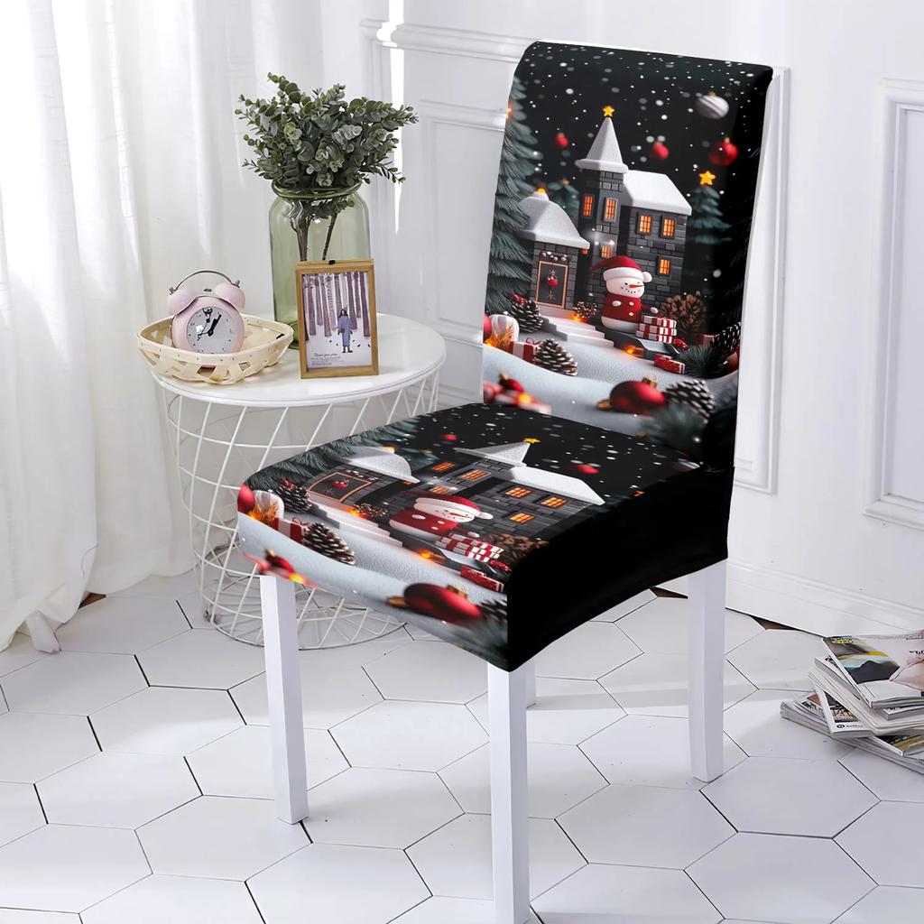 1/4/6pcs Christmas Chair Cover Stretch Spandex Fabric Washable Suitable for Hotel Restaurant Banquet Home Chair Cover