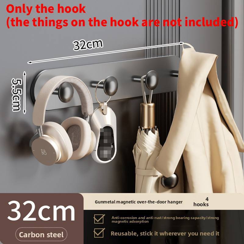 Magnetic Door Hook Rack With Hangers For Entryway And Storage
