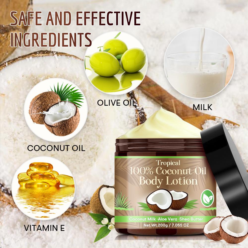 Coconut Oil Body Cream-Visibly Firmer Skin-Solve Drying And Water Shortage-Suitable For All Skin Types, 200g