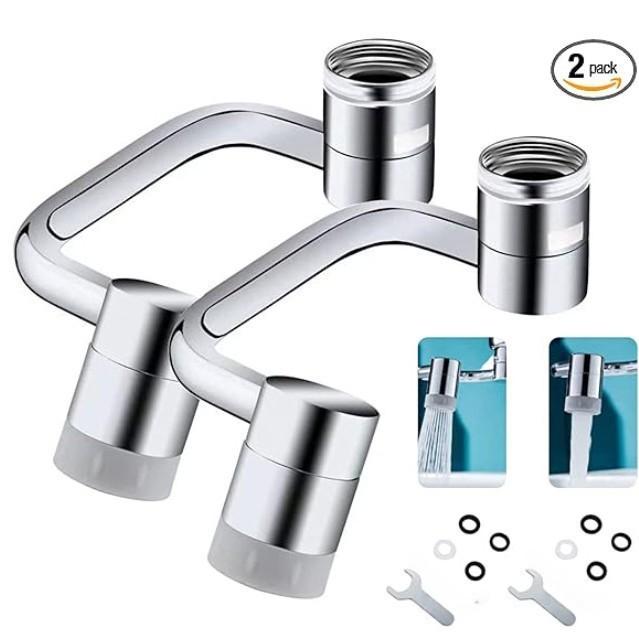 Universal Swivel Faucet Mechanical Arm Bathroom Sink Faucet Nozzle Extender Rotatable Full Copper Faucet Aerator Dual Outlet