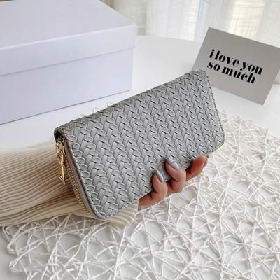 Portafoglio intrecciato in pelle PU moda stile europeo e americano Portafoglio zero Trend Portafoglio da donna Borsa con cerniera di media lunghezza