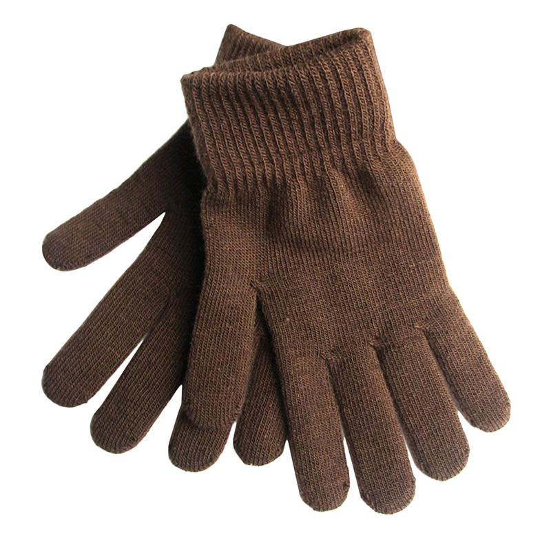 

Winter Warm Gloves Five Fingers Touch-screen Knitted Thick Gloves Outdoor Cycling Students Windproof Finger Covers One Size коричневый