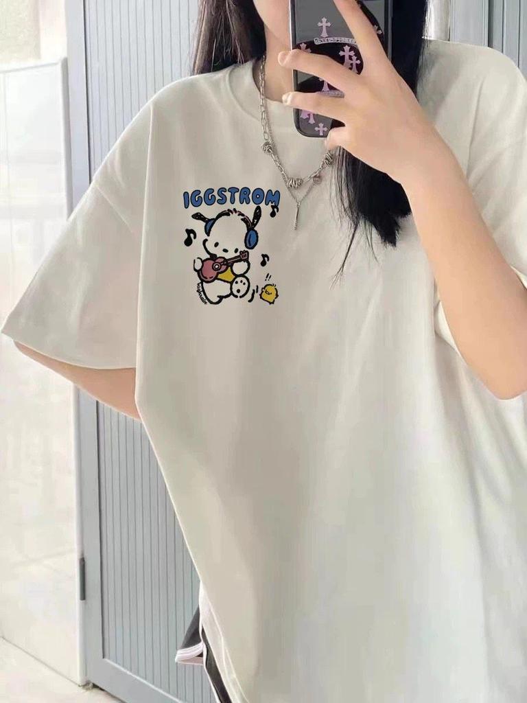 Women's Plus-Size Retro Pure Cotton Mid-Length Summer T-Shirt, Short Sleeves, Loose Fit, Extra Large 2-300 Jin