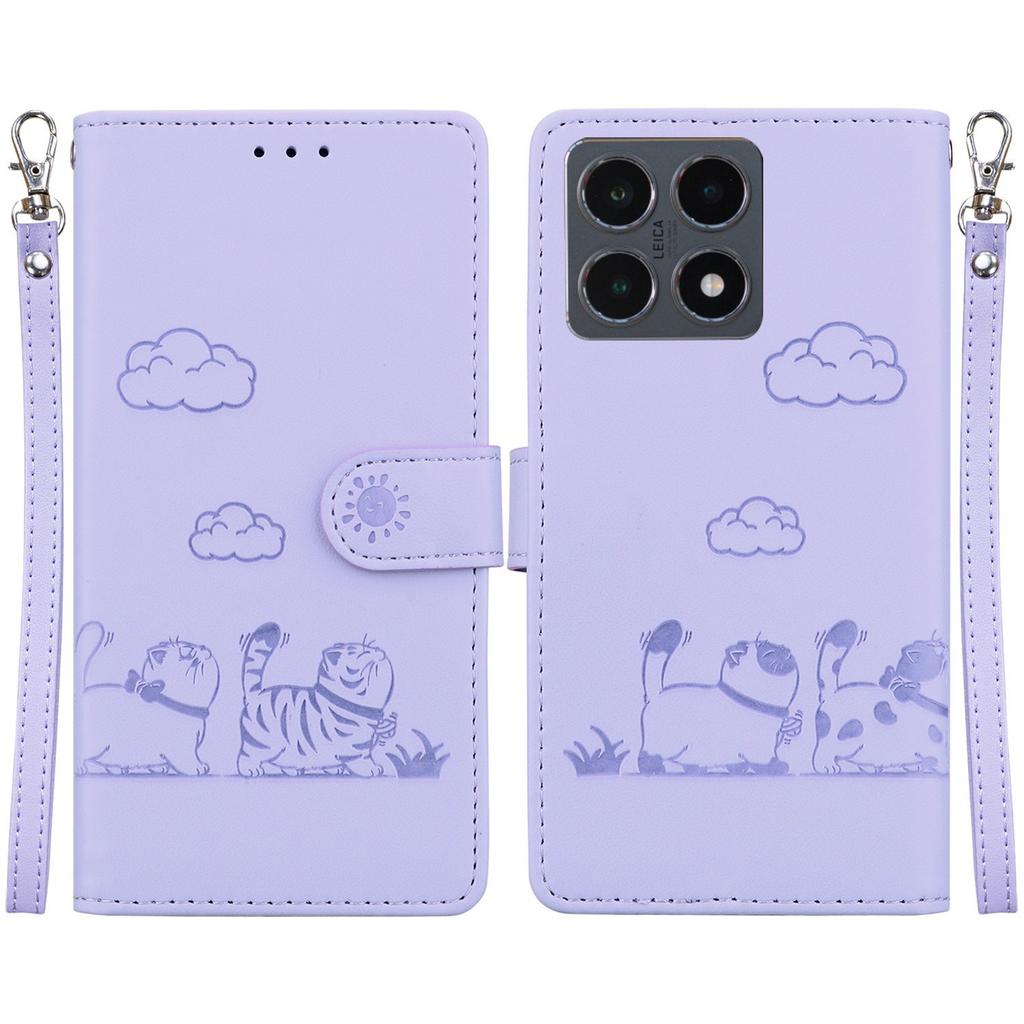 For Xiaomi 15T Case RFID Blocking Kitten Pattern TPU+PU Leather Phone Cover with Wrist Strap