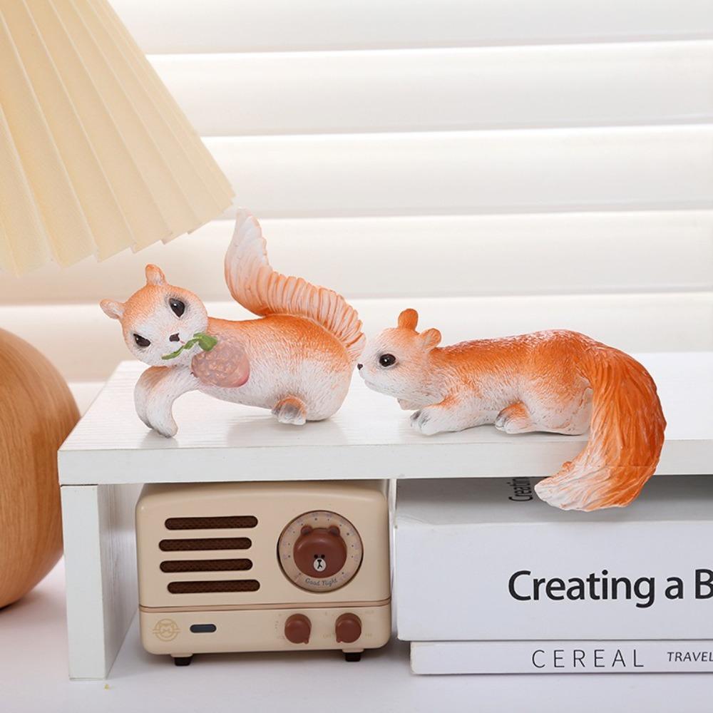 2Pcs Cute Squirrel Basin Hanging Ornament Fence Flower Pot Desktop Ornament New Statue Decorative