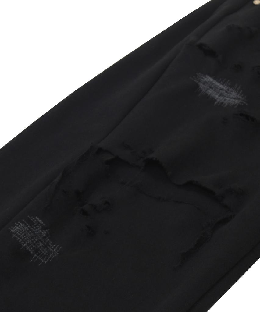 Leondieseu Distressed Side Tuck Sweatpants (Black)