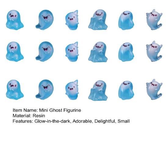 Glow in The Dark Mini Ghost Figures with Box Luminous Small Resin Ghost Figurine Miniature Ghost Garden Decor for Halloween Party Favors
