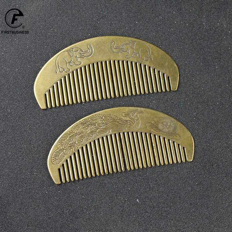 Chinese Style Phoenix Peony Elephant Hairs Brush Hair Comb Women Care Anti-Static Pure Brass Copper Tools Mother's Day Christmas