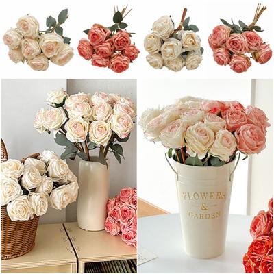 7PCS/Bundle Silk Petals Rose Artificial Flower Multicolor Ikebana Ornament  Home Decoration