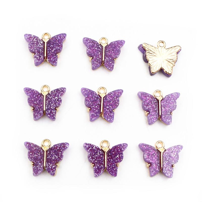 10pcs 14x16mm Acrylic Butterfly Charms Pendant Alloy Metal Back For Necklace Bracelet DIY Jewelry Making Accessories Findings