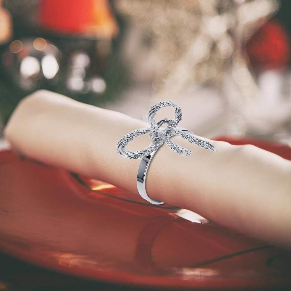 6 Pieces Elegant Bow Knot Napkin Rings Zinc Zinc Zinc Alloy Tissue Ring Napkin Buckle  Banquet Party