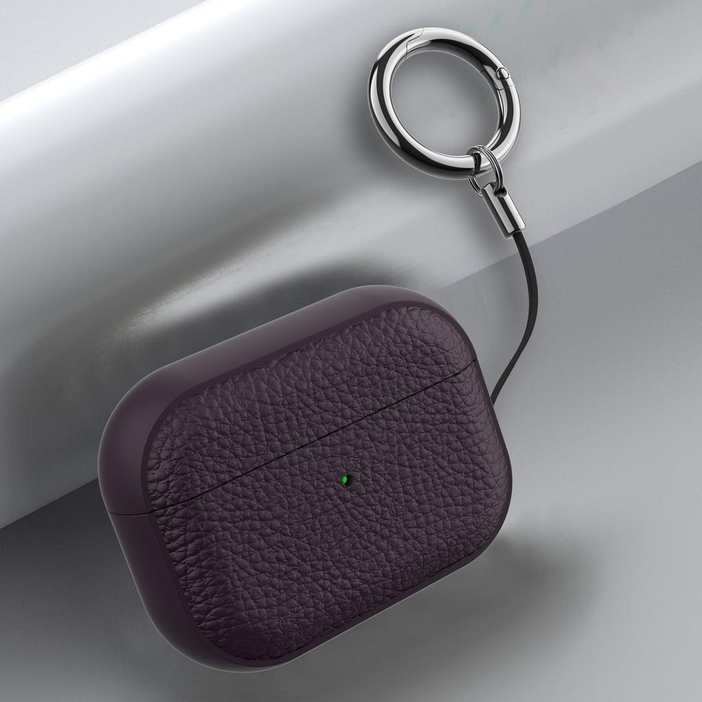 Für Airpods Pro 2 Pro Airpods 1 2 3 Lederhülle Abdeckung mit Schlüsselanhänger Schutzhülle Abdeckung Haut für Männer Frauen, Vordere LED sichtbar