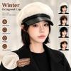 PU Brim Newsboy Cap Adjustable Navy Hat Soft Touch Beret Cap  Winter Daily