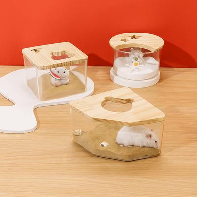 Transparent Hamster Bathtub Star Moon Shape with Cover Hamster Sand Bath Box Anti-leak Golden Bear Bath Toilet