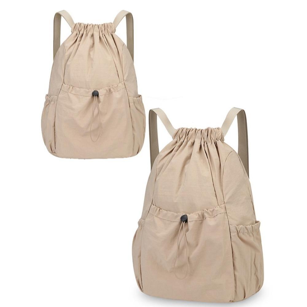 Solid Color Travel Backpack Lightweight Student Schoolbag Simple Drawstring Backpack  Men