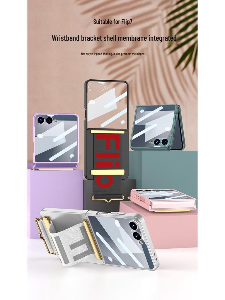 Samsung Flip7 Ultra-Thin Wrist Strap Foldable Case - Light Luxury Screen Integrated Protective Cover