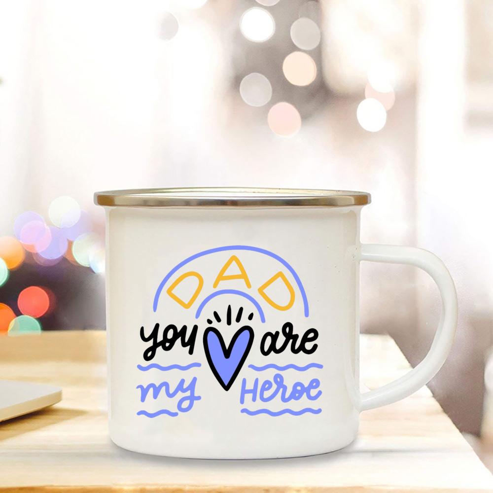 

Лучший папа на свете Эмалированные кружки для кофе, напитков, воды, напитков, вечеринок, напитков, пива, вина, сока, десерта, какао, молока, кружка с ручкой 360ml