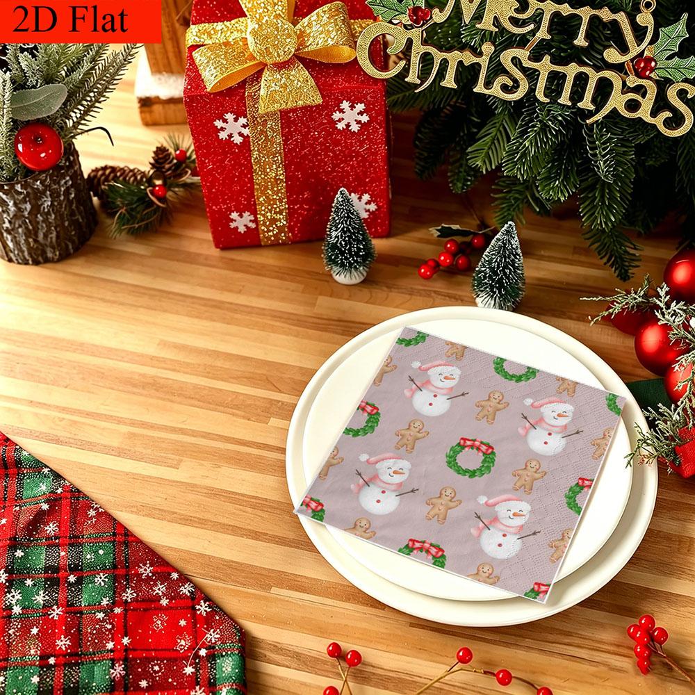 20pcs Disposable Napkins with Christmas Elements Pattern Print for Wedding,Parties,and Daily Use for Thanksgiving Fall Christmas Table Decoration