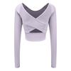 Womens Long Sleeve Yoga Top With Built-in Bra Support Cross Back Fitness Workout Shirt Winter